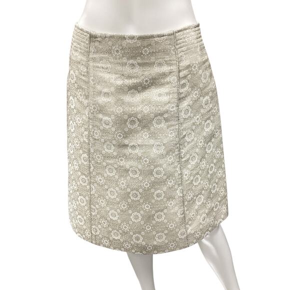 Chloé Skirt Women’s Size 6 Silver Shimmer A-Line Knee Length “Porcelaine” Color - Picture 1 of 4